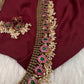 Jadau Kundan Potta Stones Long  Guttapusalu Rice Pearls Matte Antique Necklace - 