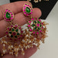 Jadau Kundan Potta Stones Long  Guttapusalu Rice Pearls Matte Antique Necklace - 