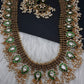 Jadau Kundan Green Potta Stones Long  Guttapusalu Rice Pearls Matte Antique Necklace - 