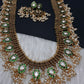Jadau Kundan Green Potta Stones Long  Guttapusalu Rice Pearls Matte Antique Necklace - 
