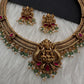 Jadau Kundan Nakshi Goddess Lakshmi Short Necklace - 