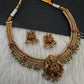 Jadau Kundan Nakshi Goddess Lakshmi Short Necklace - 