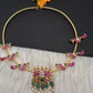 Jadau Kundan Floral Peacock Hasli Short Necklace - 