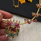 Jadau Kundan Floral Peacock Hasli Short Necklace - 