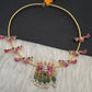 Jadau Kundan Floral Peacock Hasli Short Necklace - 
