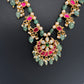 Jadau Kundan Floral Emerald Beads and Pearls Short Necklace - 