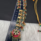 Jadau Kundan Floral Emerald Beads and Pearls Short Necklace - 