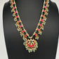 Jadau Kundan Floral Emerald Beads and Pearls Short Necklace - 