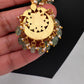Jadau Kundan Emerald Beads and Pearls Short Necklace - 