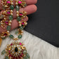 Jadau Kundan Emerald Beads and Pearls Short Necklace - 