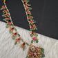Jadau Kundan Floral Emerald Beads and Pearls Short Necklace - 