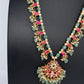 Jadau Kundan Floral Emerald Beads and Pearls Short Necklace - 