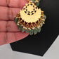 Jadau Kundan Floral Emerald Beads and Pearls Short Necklace - 