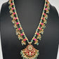Jadau Kundan Floral Emerald Beads and Pearls Short Necklace - 