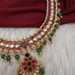 Jadau Kundan Neckline Necklace with Emerald Beads - 