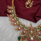Jadau Kundan Mango Short Necklace with Stud Earrings - 
