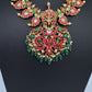 Jadau Kundan Mango Short Necklace with Stud Earrings - 