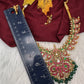 Jadau Kundan Mango Short Necklace with Stud Earrings - 