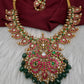 Jadau Kundan Mango Short Necklace with Stud Earrings - 