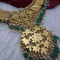 Jadau Kundan Neckline Necklace with Emerald Beads - 