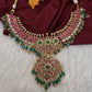 Jadau Kundan Neckline Necklace with Emerald Beads - 
