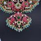 Jadau Kundan Neckline Necklace with Emerald Beads - 