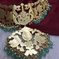 Jadau Kundan Neckline Necklace with Emerald Beads - 