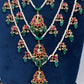 Jadau Kundan Multi Layer Teen Lada Pearl Necklace - 