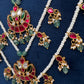 Jadau Kundan Floral Multi Layer Teen Lada Pearl Necklace - 