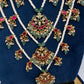 Jadau Kundan Floral Multi Layer Teen Lada Pearl Necklace - 