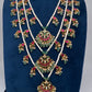 Jadau Kundan Floral Multi Layer Teen Lada Pearl Necklace - 