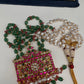 Jadau Kundan Floral Green Beads Long Necklace - 