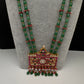 Jadau Kundan Floral Green Beads Long Necklace - 