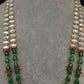 Jadau Kundan Floral Green Beads Long Necklace - 