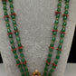 Jadau Kundan Floral Green Beads Long Necklace - 
