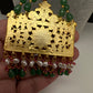 Jadau Kundan Floral Green Beads Long Necklace - 