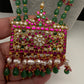 Jadau Kundan Floral Green Beads Long Necklace - 