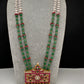 Jadau Kundan Floral Green Beads Long Necklace - 