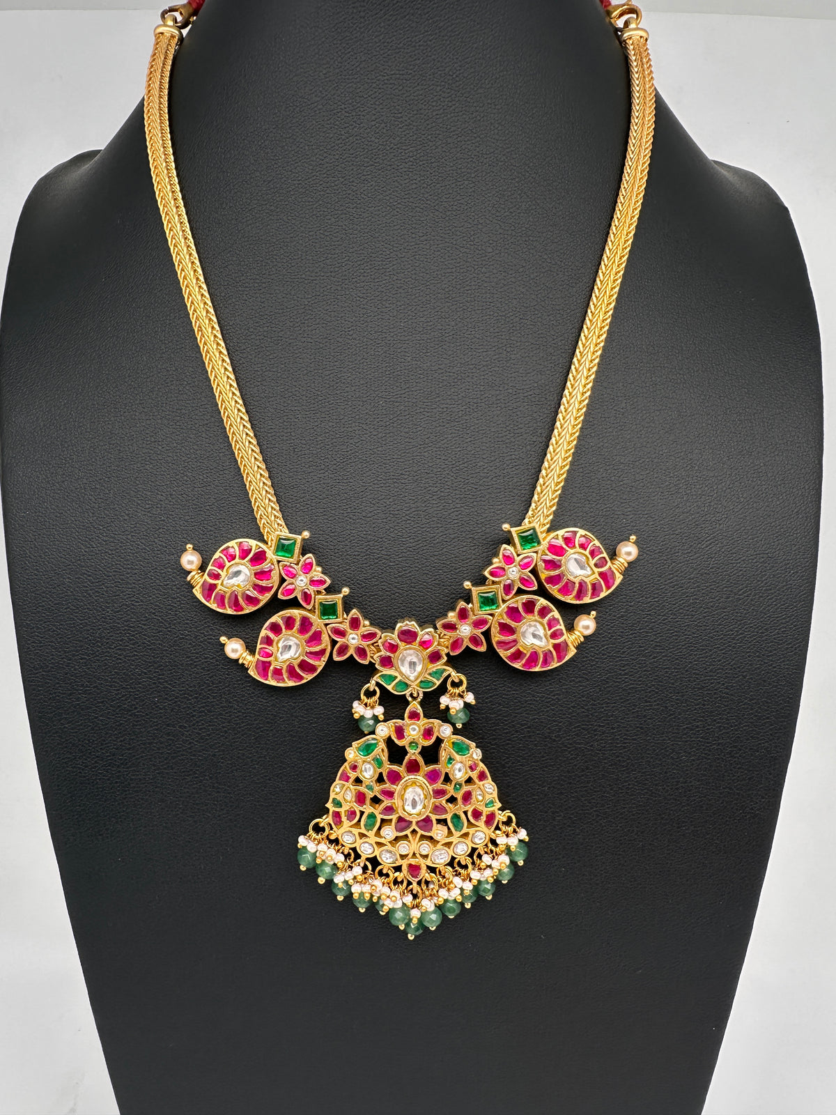 Jadau Kundan Chain Dainty Short Necklace - 