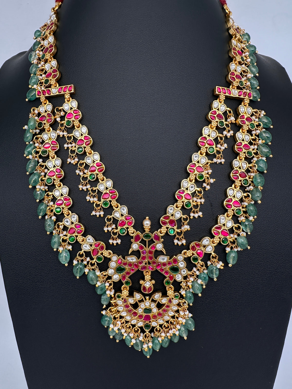 Double Layer Jadau Kundan Short Necklace - 