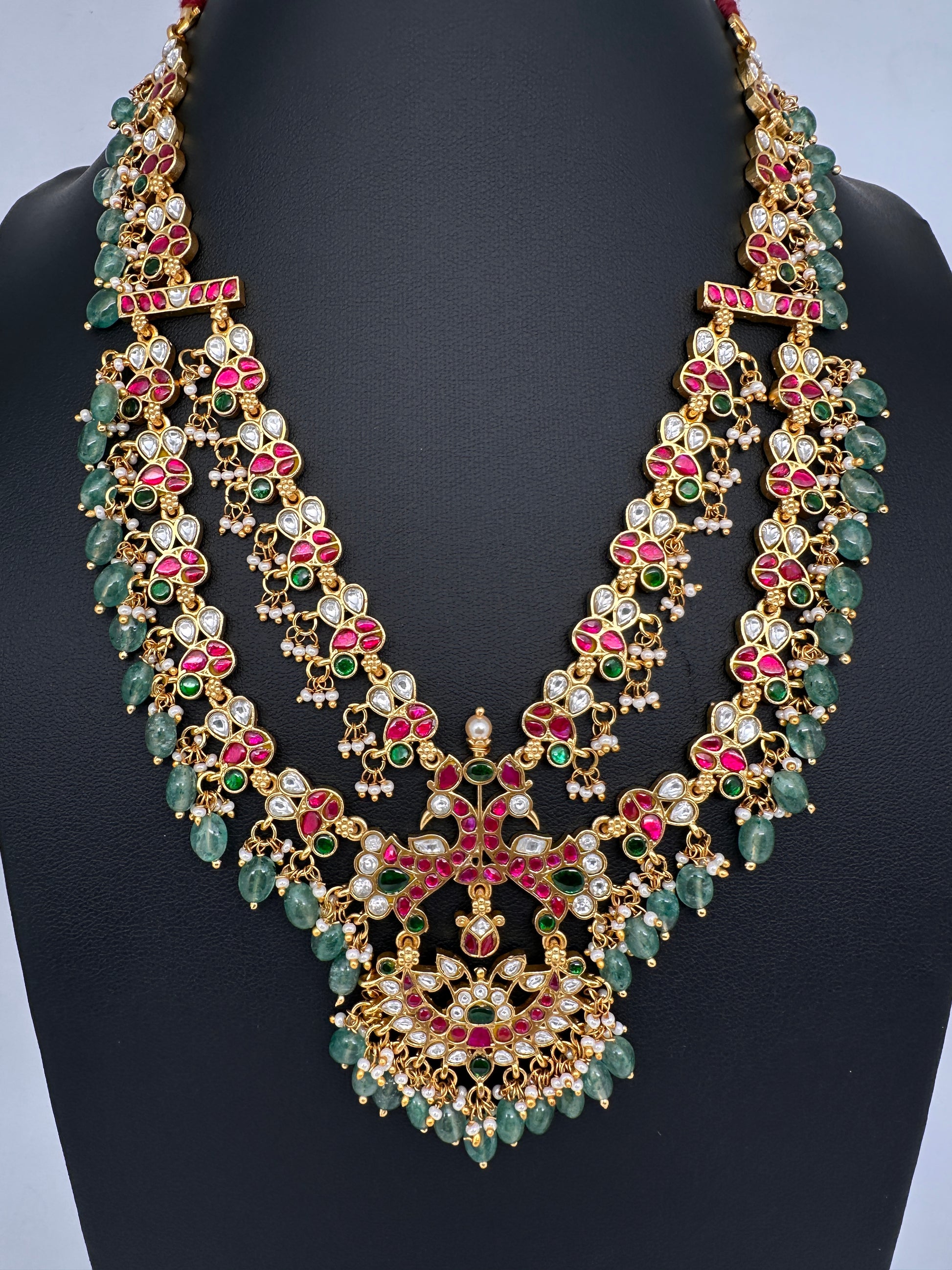 Double Layer Jadau Kundan Short Necklace - 