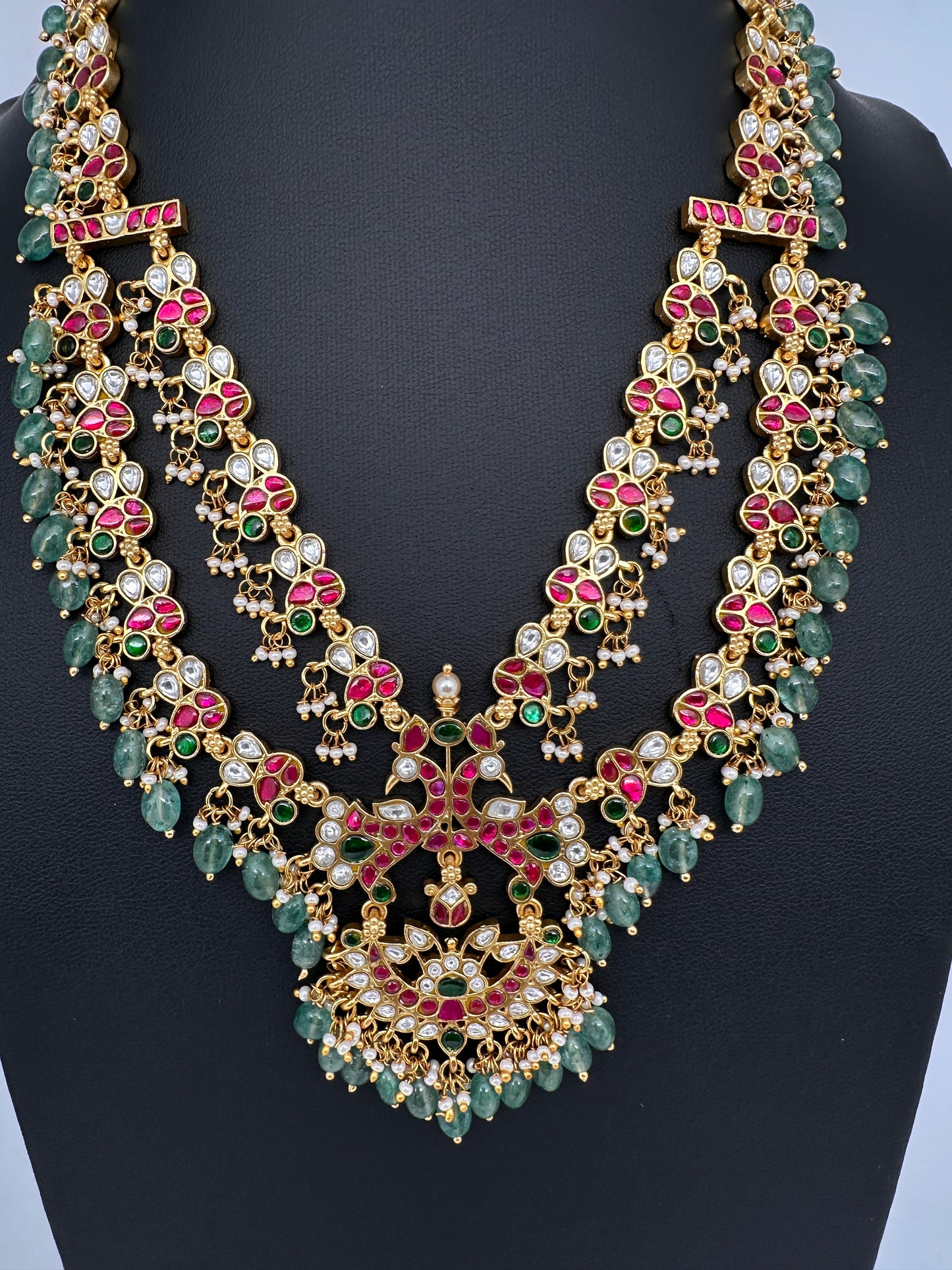 Double Layer Jadau Kundan Short Necklace - 