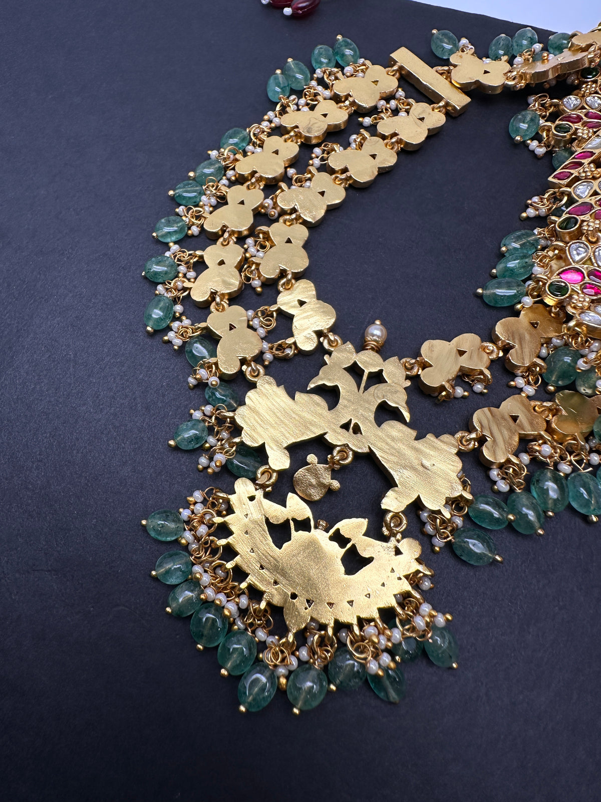 Double Layer Jadau Kundan Short Necklace - 