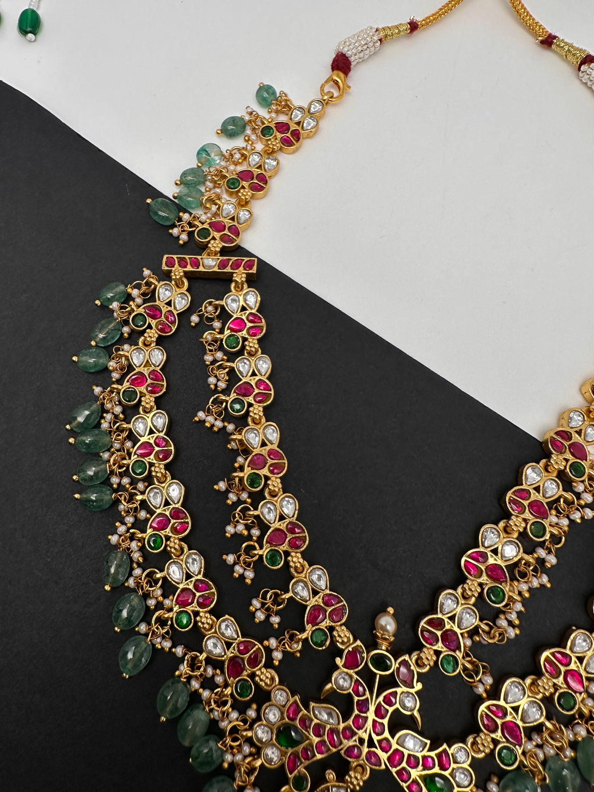 Double Layer Jadau Kundan Short Necklace - 