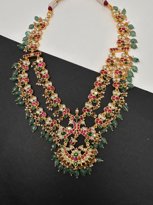 Double Layer Jadau Kundan Short Necklace - 