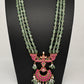 Jadau Kundan Emerald Beads Long Mala Necklace - 