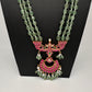 Jadau Kundan Emerald Beads Long Mala Necklace - 