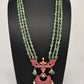 Jadau Kundan Emerald Beads Long Mala Necklace - 