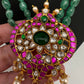 Jadau Kundan Emerald Green Beads Long Mala Necklace - 