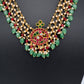 Jadau Kundan Pearl Short Necklace with Emerald Beads - JA000339